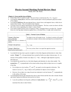 Physics Second Marking Period Review Sheet