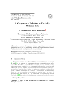 A Congruence Relation in Partially Ordered Sets