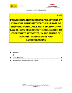 provisional instructions for actions by vigo port authority for the
