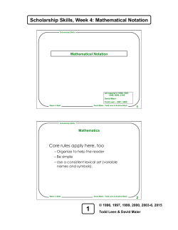 Scholarship Skills, Week 4: Mathematical Notation