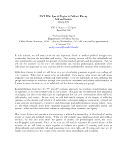 PSCI 3896: Special Topics in Political Theory Self and Society