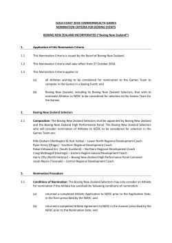 Boxing Nomination Criteria - New Zealand Olympic Committee