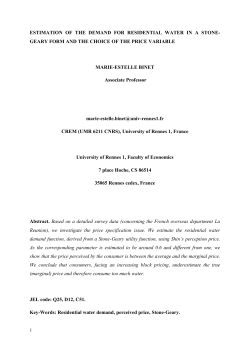 estimation of the demand for residential water in a stone