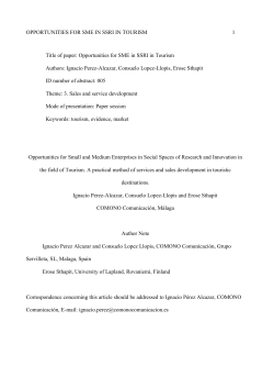 OPPORTUNITIES FOR SME IN SSRI IN TOURISM