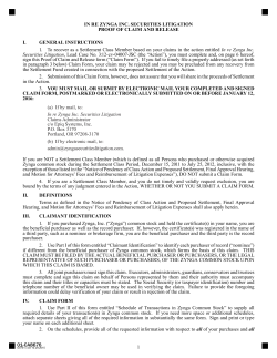 Claim Form - Zynga Securities