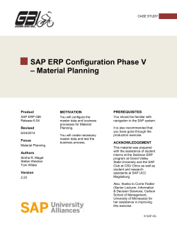 SAP ERP Configuration Phase V &ndash; Material Planning
