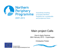 Main_project_calls - Northern Periphery Programme