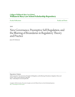New Governance, Preemptive Self-Regulation, and the Blurring of