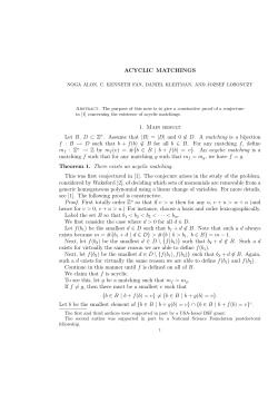 ACYCLIC MATCHINGS 1. Main result Let B, D &sub; Z n. Assume that