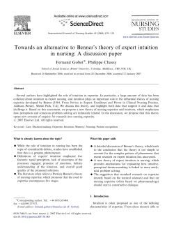 Towards an alternative to Benner`s theory of expert intuition