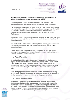 1 March 2013 Re: Standing Committee on Social Issues Inquiry into