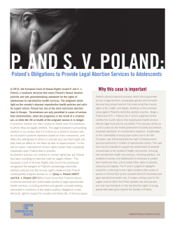 Poland`s obligations to Provide legal abortion Services to adolescents