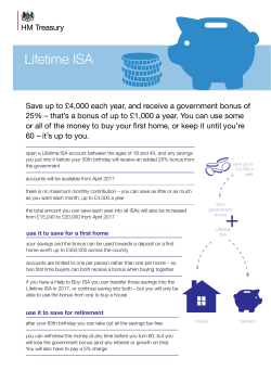 The Lifetime ISA &ndash; Save for your first home or for later life