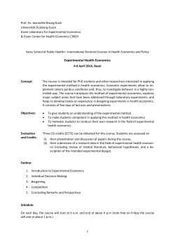 Experimental Health Economics