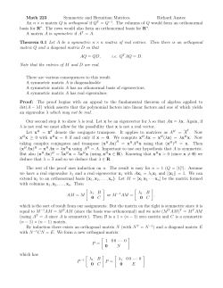 Math 223 Symmetric and Hermitian Matrices. Richard