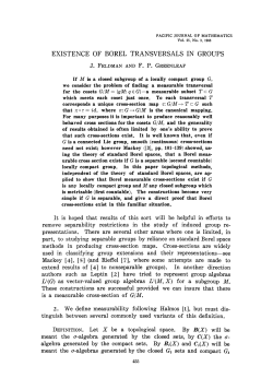 EXISTENCE OF BOREL TRANSVERSALS IN GROUPS