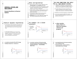 CHEMICAL SYSTEMS AND EQUILIBRIUM Rates