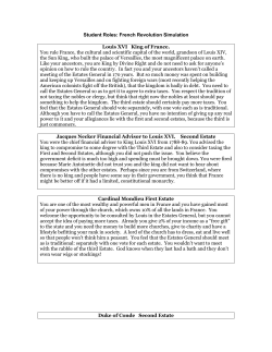 Student Roles: French Revolution Simulation Louis XVI King of