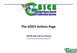Introduction Each year actions are generated in GSICS community