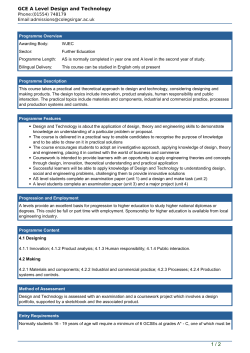 GCE A Level Design and Technology