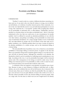 PACIFISM AND MORAL THEORY