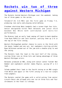 Rockets win two of three against Western Michigan