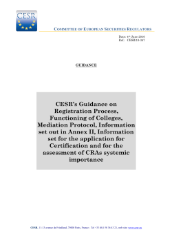 CESR`s Guidance on Registration Process, Functioning of