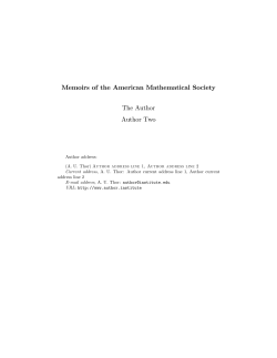 Memoirs of the American Mathematical Society The Author Author Two