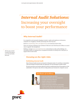 Internal Audit Solutions: Increasing your