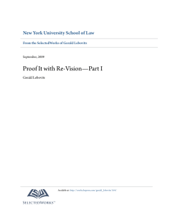 Proof It with Re-Vision&mdash;Part I - SelectedWorks