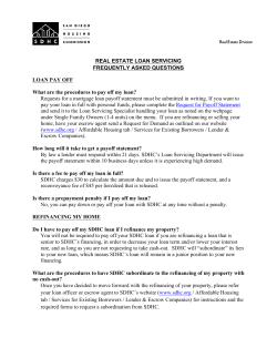 REAL ESTATE LOAN SERVICING FREQUENTLY ASKED