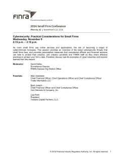 Cybersecurity: Practical Considerations for Small Firms Wednesday