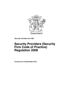 Security Providers (Security Firm Code of Practice)