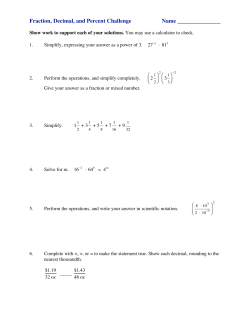 Fraction, Decimal, and Percent Challenge Name