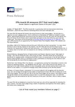 Effie Awards UK announces 2017 final round judges ~ List of final