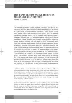 SELF-DEFENSE: REASONABLE BELIEFS OR REASONABLE SELF
