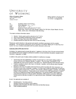Central Position Management (CPM) Allocation Memo for 2013
