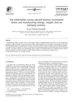 The relationships among selected business environment factors and