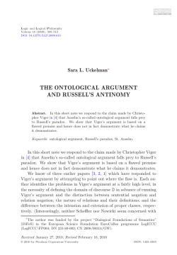 THE ONTOLOGICAL ARGUMENT AND RUSSELL`S ANTINOMY