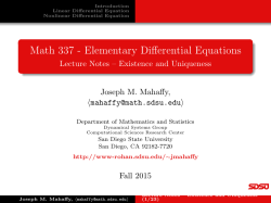 Existence and Uniqueness - Joseph M. Mahaffy