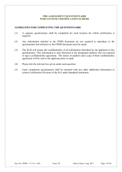 pre-assessment questionnaire - Sri Lanka Standards Institution