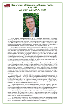 May 2017 Luc Clair - Memorial University of Newfoundland