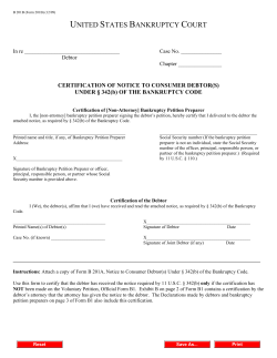 Certification of Notice to Consumer Debtor(s) Under &sect; 342(b) of the