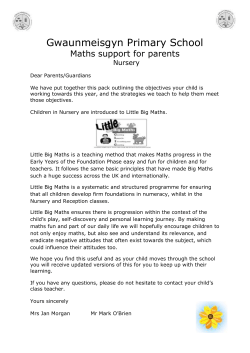 Nursery Big Maths - Gwaunmeisgyn Primary School