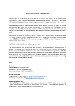 Pre-let of two floors at 1 Windmill Lane Hibernia REIT plc (&ldquo;Hibernia