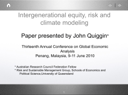 Intergenerational equity, risk and climate modeling