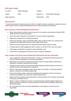 GTR Role Profile Job purpose Key success criteria (Expected