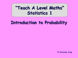 Statistics 1 Introduction to Probability