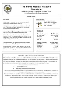 The Parks Medical Practice Newsletter Blisworth &ndash; Roade &ndash; Hanslope