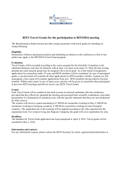 BITS Travel Grants for the participation to BITS2016 meeting